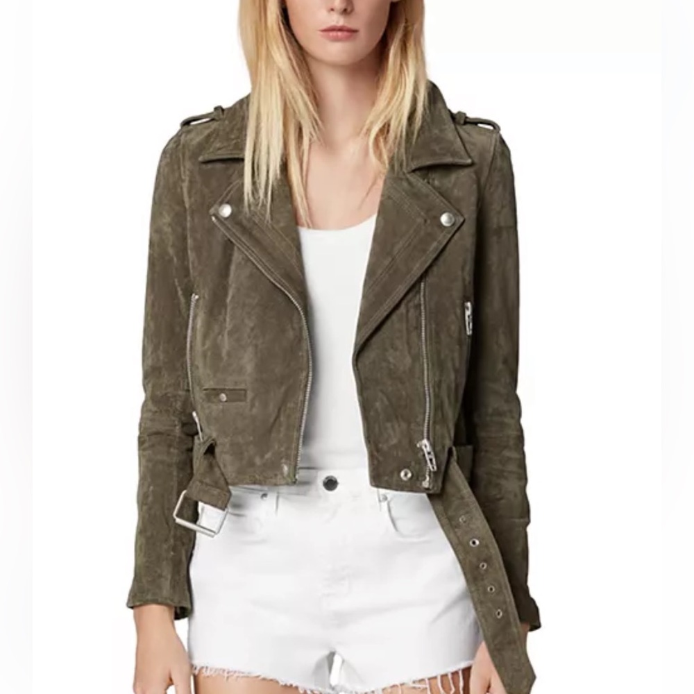 Blank NYC Taupe Suede Moto Jacket